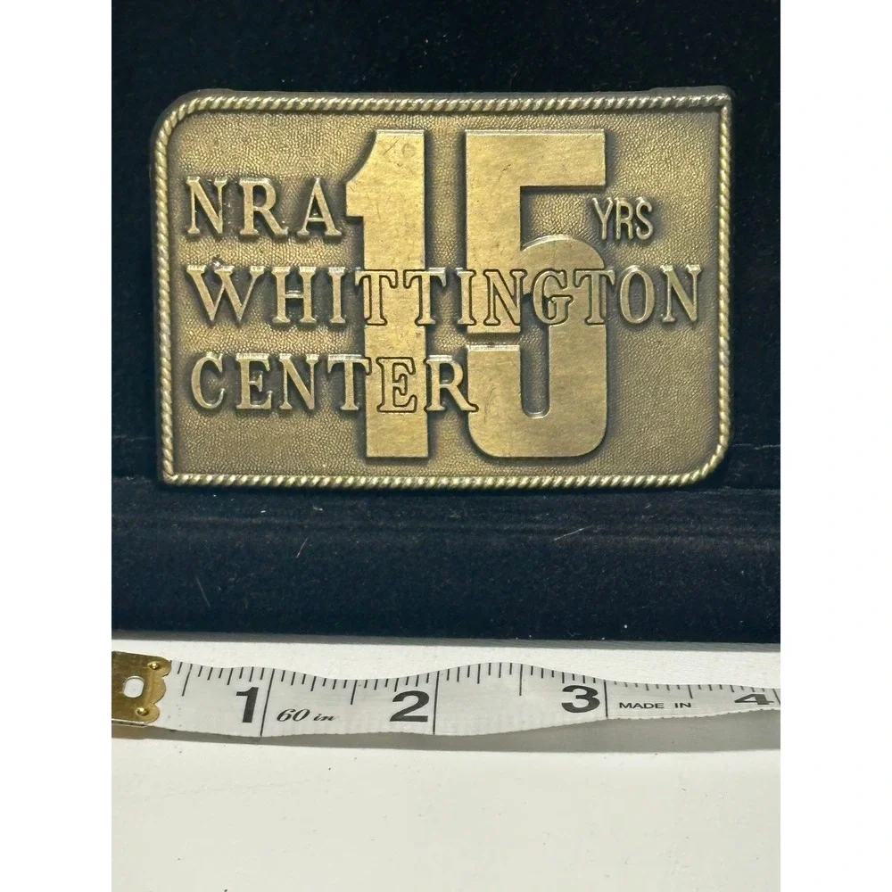 Vintage 1988 NRA Whittington Center 15 Years Anniversary Brass Tone Belt Buckle